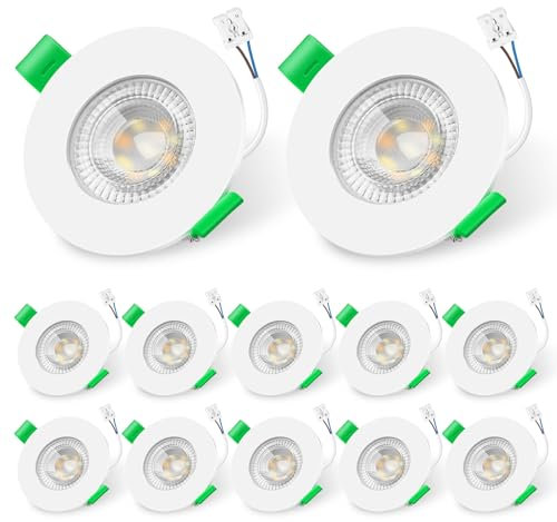 ALUSSO LIGHTING 12er Set LED Einbaustrahler 230V Dimmbar Flach, 6W 68mm mit Abnehmbar Modul, 3CCT Warmweiß Naturweiß Kaltweiß IP44 Einbauleuchten Deckenspots für Badezimmer, Küche