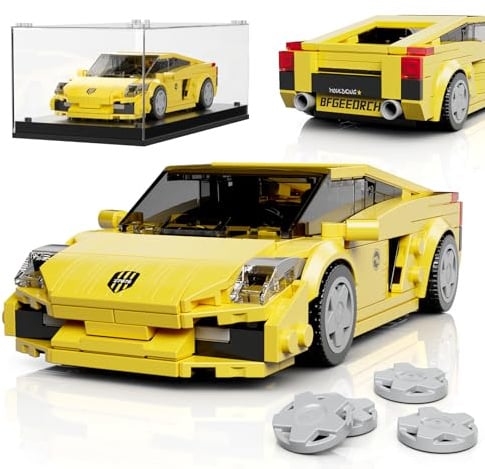Mould King 27076 Technik Speed Champion Klemmbausteine Auto Supersportwagen Bausteine Sets Rennwagen Galard mit Acryl Vitrine Geschenke für Erwachsene und Jugendliche (342 Teile)