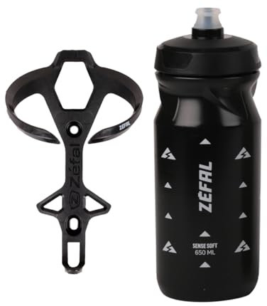 ZEFAL Pack Pulse L2 y Sense Soft 65 Negro – Pack Hidratación con Bidón Bicicleta y Portabidón - Portabotellas con Botella de Agua - Negro, 89g - Fabricado en Francia