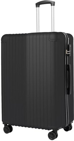 ABISTAB Koffer Trolley groß 76x51x30cm, Hartschalen Reisekoffer mit 4 Rollen & Zahlenschloss, leicht Handgepäck Koffer, Schwarz