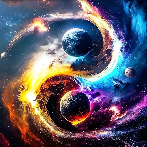 QQYRHN 5D Sonne und Mond Diamond Painting Kit für Erwachsene Anfänger Tai Chi Diamant Kunst Kits Vollständiges DIY Yin und Yang Diamantstickerei-Set Perfekt zur Entspannung und Dekoration 30x30 cm
