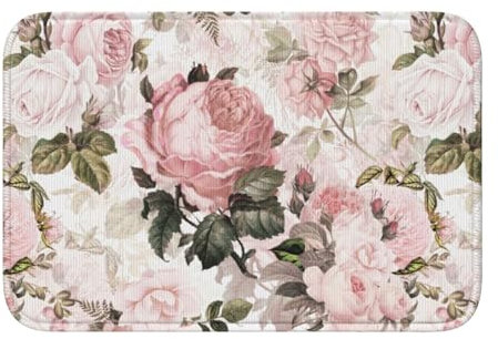 Tcoay Vintage Shabby Chic Sepia rosa Rosen, Fußmatte, Teppich, Matte, Polyester, rutschfeste Bodendekoration, saugfähiges Badezimmer-Pad