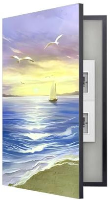 Couvercle De Panneau Électrique Peinture Décorative Montage Mural, Armoire À Fusibles - Cadre En Aluminium - Panneau De Disjoncteurs Caché(Black frame,60x80cm)