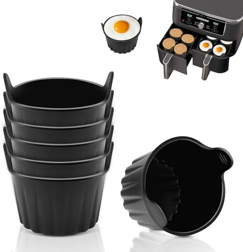 Lot de 6 Ramequins en Silicone pour Friteuse à Air, Moules à œufs, Moules à Muffins Antiadhésifs Réutilisables, Moules Ronds en Silicone de 8 cm pour œufs, Gâteaux, Puddings