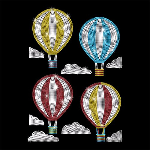 GOMAKERER 4 Stück Strasssteine Zum Aufbügeln Mit Luftballon Muster Bling Crystal Bekleidungs Reparatur Applikation Wärmeübertragungsaufkleber Wärmeübertragungs Patch Für T Shirt Kleidung Hosen