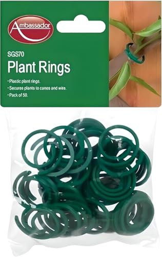 ASA® Ambassador Plastic Plant Rings – 50 Pack Garden Support Clips | Ideal for Securing Plants to Cane and Wire