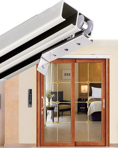 Kit Porta Scorrevole Binario per Porta a Scomparsa da 0.9m 1.2m 1.8m 2.4m 3.0m 3.7m per Sistema a 2 Porte, Kit Ferramenta per Doppio Binario Scorrevole Argento per Porta a Battente, Binario(3.6ft/1.1m