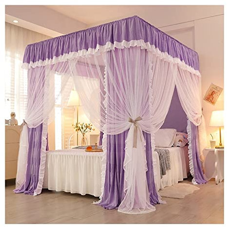 WDWDW Betthimmel, 4-Stangen-Stützbettvorhang, staubdichtes Verdunkelungs-Moskitonetz