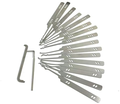 QiDAi 18pcs Rake Lock Pick Hook,Professional Locksmith Open Tools and Beginner Practice Kit (Only Tool)