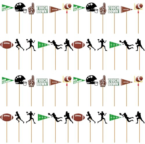 48 Football Cupcake Topper, Papier Deko, wiederverwendbar, Sportparty Deko | 48er Set Papier Cupcake Topper, leuchtende Farben, für Jungen Geburtstag, Sportparty, Einfach