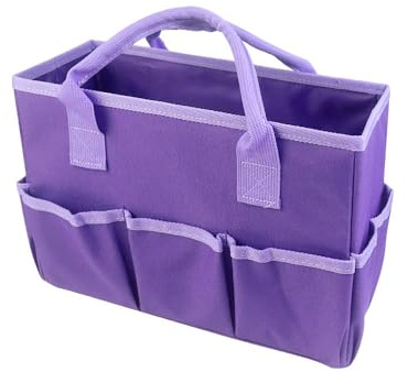 Cleaning Bag, 600D Oxford Fabric Tool Organizer Bag Heavy Duty Cleaning Organiser for Home, School, Office (Purple)