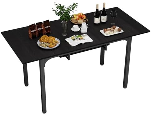ARTETHYS Esstisch 110x70cm,Küchentisch Ausziehbar bis 149cm,Rechteckig Tish | Esszimmertisch aus Holz mit Abnehmbarem Einlegeblatt für bis zu 6 Personen,Dining Table für Küche, Esszimmer, Schwarz