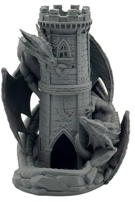 Wolfprint Drachen Würfelturm für Würfel bis 25mm | DND Dragon Dice Tower Made in Germany | Tabletop Rollenspiel Pen & Paper DSA Fantasy Deko | unbemalt zum Bemalen | Geschenkidee Spielleiter