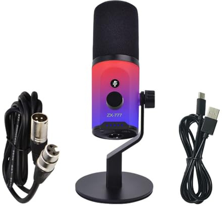 Generchin Microphone Dynamique XLR/USB pour Le Podcasting Recording Gaming Live Streaming Desktop Dynamic Microphone avec Câble XLR