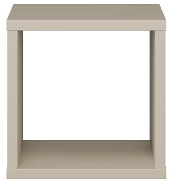 möbelando Regalwürfel >Mauro< Taupe Regal modern aus Spanplatte, 1 Fach, belastbar 40 kg, kompakte Maße 38,2×38,3×32,9 cm, ABS-Kanten, braune & Schwarze Kunststofffüße, zerlegt