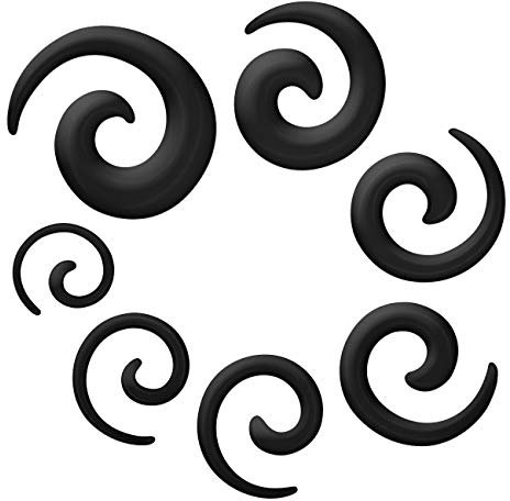 Soul-Cats Tunnelset Dehnungsset schwarz silber, Auswahl: Set Dehnschnecken schwarz