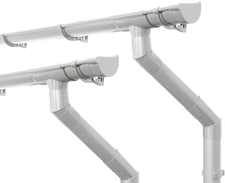 INEFA 2x Kit Gouttière abris de Jardin 5m 100mm PVC Semi-Circulaire Blanc Deux Toits