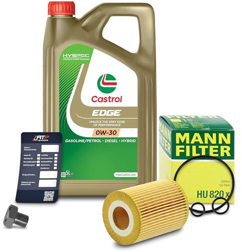 1x Ölwechsel Set - MANN ÖLFILTER + 5 L CASTROL EDGE FST 0W-30