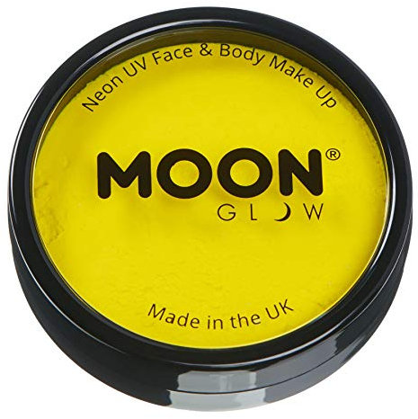 Moon Glow Pro Intensiv Neon UV-Gesichts- und Körperbemalung in Kuchentöpfen, professionelles Gesichtsbemalungs-Make-up auf Wasserbasis für Erwachsene und Kinder, 36 g (Intensives Gelb)
