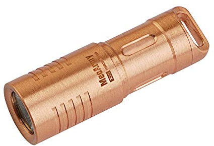 MecArmy X3S Copper/Brass Handheld Mini Keychain EDC Flashlight with Micro USB Charging | Portable Rechargeable Everyday Carry Keychain Torch|130 lumens Outdoor Waterproof Lamp (Copper)