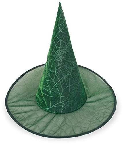 KarnevalsTeufel Holo-Hexenhut in 3 verschiedenen Farben für Erwachsene Größe ca. 58cm Halloween Accessoire (Grün)