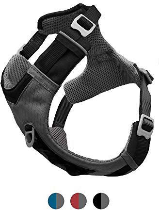 Kurgo Journey Air Hundegeschirr, Mit gepolstertem Brustteil und Rückgriff, Für Hunde von 5-11 kg, Größe S, Schwarz/Grau
