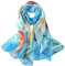 JWSilk Langer Seiden-Chiffon-Schal mit Blumendruck. - Blau -