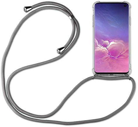 Hülle Kompatibel mit Samsung Galaxy S10 | Handykette Smartphone Halskette Hülle mit Band | Handyhülle mit Kordel zum Umhängen Kompatibel für Galaxy S10 | Grau