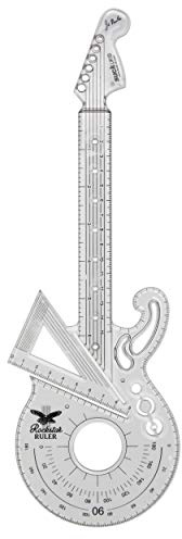 Suck UK Rockstar Lineal | 15 cm Lineal, Winkelmesser & 60° Geometrie-Set | Transparentes bruchsicheres Lineal | Mathematik-Set | Klares Kunststofflineal | Musikschreibwaren Lineal Set