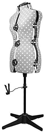 Sewing Online Verstellbare Schneiderpuppe Grau mit Punktmuster 8-Teilige | Groß (L) [Größe EUR 48 bis 50]