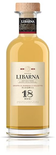 Grappa Libarna Riserva 70cl Grappa aus Barbera- und Dolcetto-Trauben, 18 Monate gereift. Strukturiert und komplex. 42% vol.