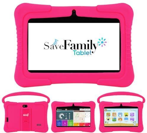 SaveFamily Kids 7 Tablet niños pedagógica con navegador Infantil, Control Parental y Contenidos, Anti-Bullying, Juegos, Módulo Montessori y Funda Silicona. Marca española