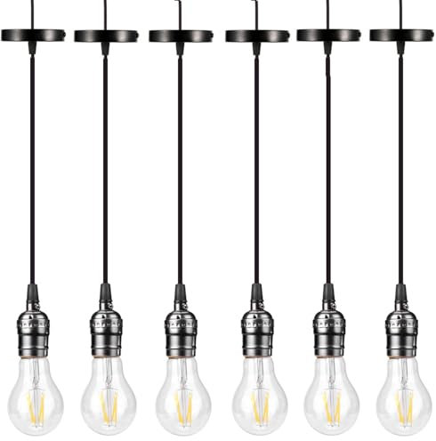 ACBungji 6 Stück Vintage Pendelleuchte Lampenfassung E27 Aluminium Lampenfassung Lampenaufhängung Hängelampe Esstischlampe Deckenleuchte Lampensockel ohne Leuchtmittel für DIY Lampe (ohne Schalter)