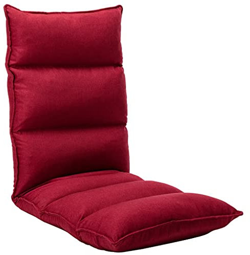 vidaXL Bodenstuhl Faltbar Schlafsessel Sessel Sofastuhl Lounge Bodensessel Liege Bodenkissen Sitzkissen mit Rückenlehne Weinrot Stoff