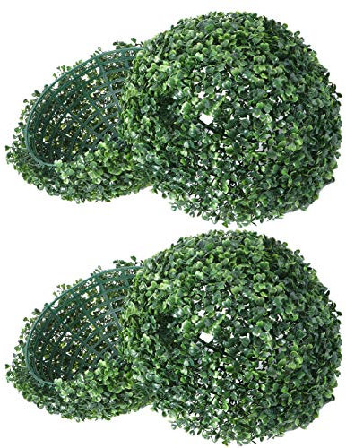Amosfun 28x28cm Künstliche Buchsbaumkugeln Topiary Ball Kunststoff Pflanze Kugel Dekopflanze für Weihnachten Hochzeit Geburtstag Party Hängende Wanddekoration Ornament Gartendeko Grün