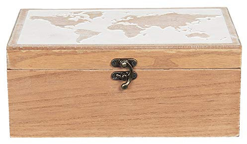 Clayre & Eef Aufbewahrungskiste 24x16x10 cm Braun Holz Rechteck Weltkarte Spielzeugkiste