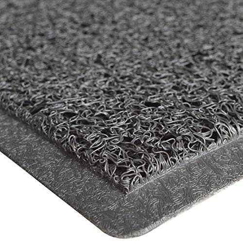 UNIMAT Fußmatte, Vinylschlaufen, 90 x 150 cm, glatte Gummi-Rückseite, Fußmatte mit Drainage, ideal für Pool und Outdoor, amerikanische Spaghetti-Matte, Bodenmatte, Gummi-Mulch, Grau