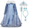 IWEMEK Déguisement Reine des Neige Robe Princesse Anna Elsa Costume avec Accessoires Enfant Fille Anniversaire Noël Halloween Carnaval Cosplay Fête Costume Manche Longue 01 Set 4-5 Ans