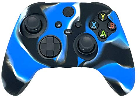 ExtremeGripPro Silikon-Schutzhülle für Microsoft Xbox Series X S Controller, Schwarz / Blau / Weiß