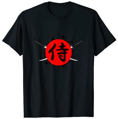 Cooler Samurai-Krieger mit japanischer Flagge Anime Krieger T-Shirt
