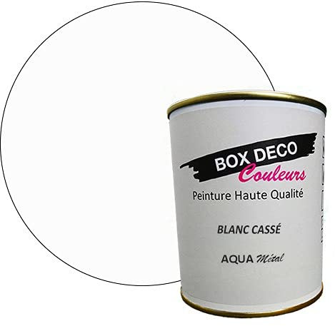 BOX DECO COULEURS Peinture meuble métal à base de laque acrylique aspect satin Aqua Métal - 750 ml / 7.5m², Blanc Cassé