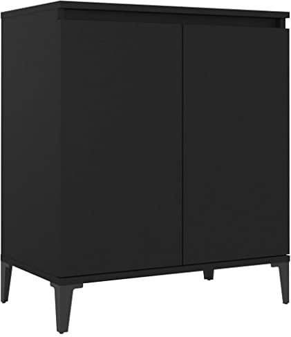 vidaXL Sideboard mit 2 Türen Kommode Anrichte Schrank Beistellschrank Mehrzweckschrank Standschrank Bücherschrank Schwarz 60x35x70cm Holzwerkstoff
