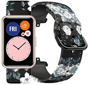 Armband Kompatibel mit Huawei Watch Fit Armband Für Herren Damen Silikon Armbänder Muster Ersatzband mit Schnalle Minimalismus Verstellbare Uhrenarmband Für Huawei Watch Fit