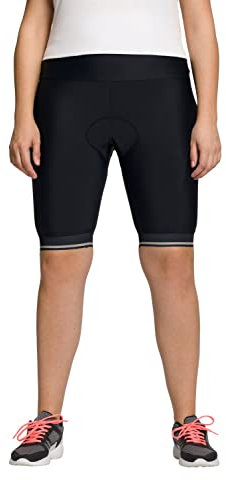Ulla Popken Damen Radfahr-Bermudaleggings, Reflektor, Polster, Stretch Hosen, schwarz, 40W / 32L
