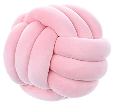 NatureMan Weiches Knotenballkissen, rundes Wurfkissen, Kinderzimmer-Dekoration, Plüschkissen, handgefertigtes rundes Plüschkissen, beruhigendes Stressabbau-Plüschtier, Durchmesser 28 cm (Rosa)
