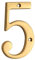 HASWARE 4 Inch Modern Curvy House Number - Polished Brass Finish Stylish Door Numbers Signage Plaque Street Home Address Numerals (5)