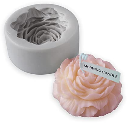 Kerze Silikonform DIY Groß Pfingstrose Blume Kerzenformen Zum Gießen, Lebensmittelqualität 3D Schokoladen-Backformen für Bienenwachs, Fondant, Schokolade (01 Stil)