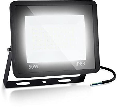 Sonnewelt 5 × 50W LED Strahler Außen, LED scheinwerfer Kaltweiß, LED Fluter Superhell 4250LM Aussenstrahler, IP66 Wasserdicht Scheinwerfer, für Garten,Garage (1m Stromkabel)