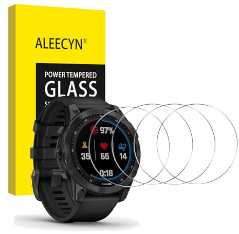 [4 Stück] Schutzfolie Kompatibel mit Garmin Fenix 7 47mm /Solar/Sapphire Solar, 9H Härte Panzerglas, Wasserdichtes Gehärtetes Glas Folie, Anti-Kratzen Displayschutzfolie, Hohe Klar Displayschutz