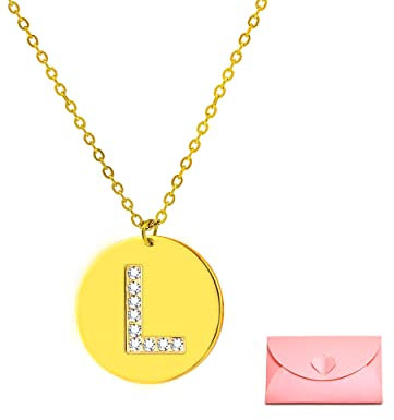 Damen-Halskette mit Initialen-Buchstaben, mit schöner Geschenkbox, Edelstahl-Anhänger mit Buchstaben-Anhänger, billiger Umschlag mit origineller Nachricht, standard, Edelstahl, Nicht zutreffend